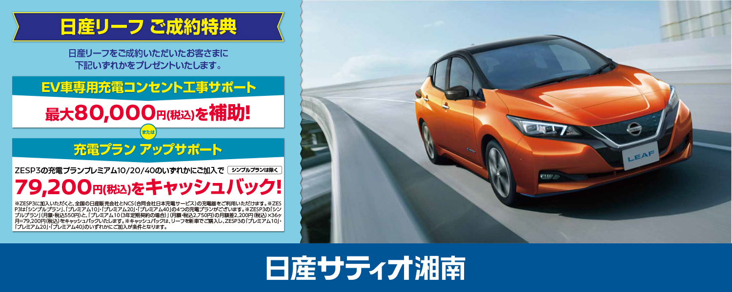 株式会社日産サティオ湘南 リーフ成約特典